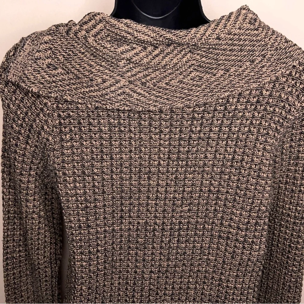 Small Eight Eight Eight Brown Cowl Neck Long Sleeve Sweater Cotton Knit
